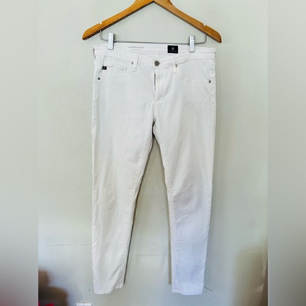 AG Adriano Goldschmied Jeans 29R White Denim Stilt Cigarette Crop Stretch